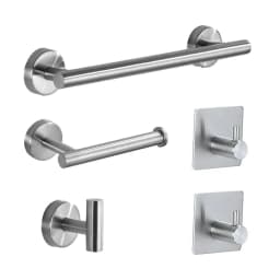 image-silver Black Robe Hook Towel Rails Bar Rack Shelf Tissue Paper Holder Stainless Steel Bathroom Hardware Set Bathroom Accessories