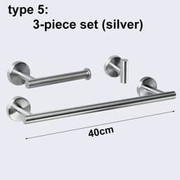 image-silver Black Robe Hook Towel Rails Bar Rack Shelf Tissue Paper Holder Stainless Steel Bathroom Hardware Set Bathroom Accessories