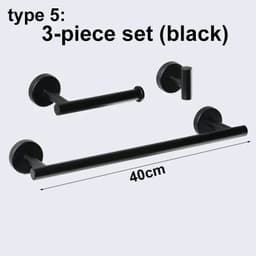 image-silver Black Robe Hook Towel Rails Bar Rack Shelf Tissue Paper Holder Stainless Steel Bathroom Hardware Set Bathroom Accessories