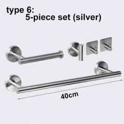 image-silver Black Robe Hook Towel Rails Bar Rack Shelf Tissue Paper Holder Stainless Steel Bathroom Hardware Set Bathroom Accessories
