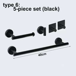image-silver Black Robe Hook Towel Rails Bar Rack Shelf Tissue Paper Holder Stainless Steel Bathroom Hardware Set Bathroom Accessories