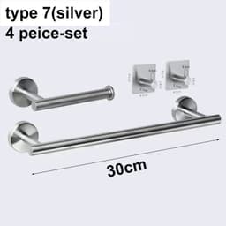 image-silver Black Robe Hook Towel Rails Bar Rack Shelf Tissue Paper Holder Stainless Steel Bathroom Hardware Set Bathroom Accessories