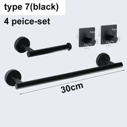 image-silver Black Robe Hook Towel Rails Bar Rack Shelf Tissue Paper Holder Stainless Steel Bathroom Hardware Set Bathroom Accessories
