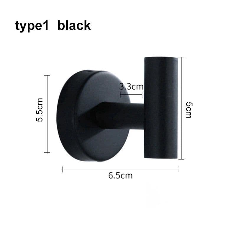 image-silver Black Robe Hook Towel Rails Bar Rack Shelf Tissue Paper Holder Stainless Steel Bathroom Hardware Set Bathroom Accessories