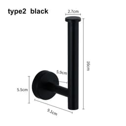 image-silver Black Robe Hook Towel Rails Bar Rack Shelf Tissue Paper Holder Stainless Steel Bathroom Hardware Set Bathroom Accessories