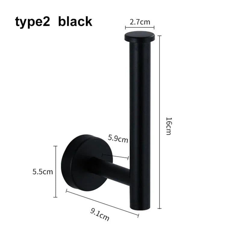 image-silver Black Robe Hook Towel Rails Bar Rack Shelf Tissue Paper Holder Stainless Steel Bathroom Hardware Set Bathroom Accessories