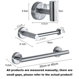 image-silver Black Robe Hook Towel Rails Bar Rack Shelf Tissue Paper Holder Stainless Steel Bathroom Hardware Set Bathroom Accessories