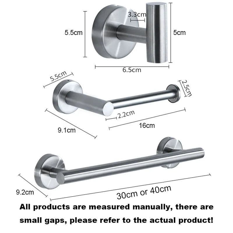 image-silver Black Robe Hook Towel Rails Bar Rack Shelf Tissue Paper Holder Stainless Steel Bathroom Hardware Set Bathroom Accessories