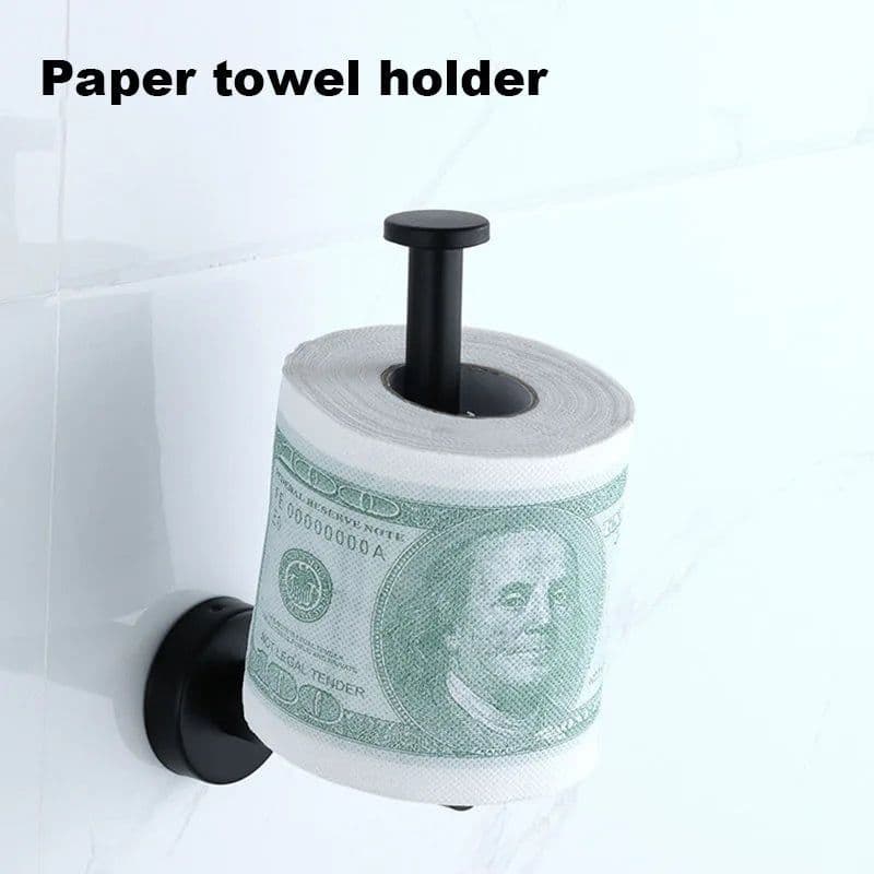 image-silver Black Robe Hook Towel Rails Bar Rack Shelf Tissue Paper Holder Stainless Steel Bathroom Hardware Set Bathroom Accessories