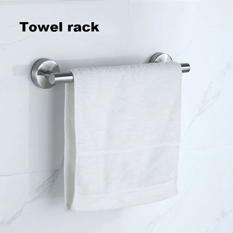 image-silver Black Robe Hook Towel Rails Bar Rack Shelf Tissue Paper Holder Stainless Steel Bathroom Hardware Set Bathroom Accessories