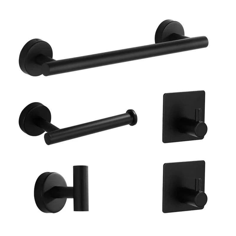image-silver Black Robe Hook Towel Rails Bar Rack Shelf Tissue Paper Holder Stainless Steel Bathroom Hardware Set Bathroom Accessories