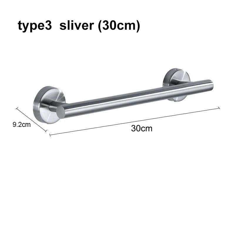 image-silver Black Robe Hook Towel Rails Bar Rack Shelf Tissue Paper Holder Stainless Steel Bathroom Hardware Set Bathroom Accessories
