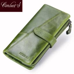 image-Contact's New Genuine Leather Wallet Fashion Coin Purse For Ladies Women Long Clutch Wallets With Cell Phone Bags Card Holder