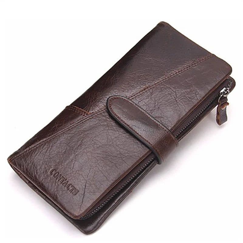 image-Contact's New Genuine Leather Wallet Fashion Coin Purse For Ladies Women Long Clutch Wallets With Cell Phone Bags Card Holder