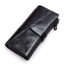 image-Contact's New Genuine Leather Wallet Fashion Coin Purse For Ladies Women Long Clutch Wallets With Cell Phone Bags Card Holder