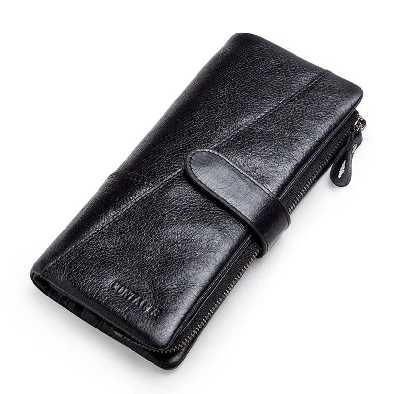 image-Contact's New Genuine Leather Wallet Fashion Coin Purse For Ladies Women Long Clutch Wallets With Cell Phone Bags Card Holder