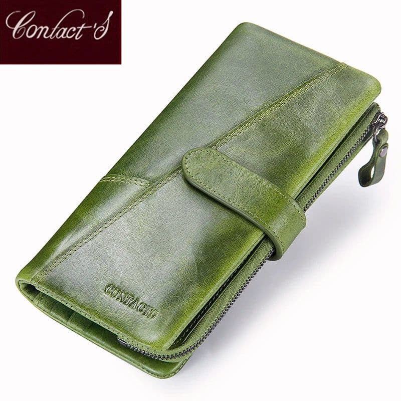 image-Contact's New Genuine Leather Wallet Fashion Coin Purse For Ladies Women Long Clutch Wallets With Cell Phone Bags Card Holder