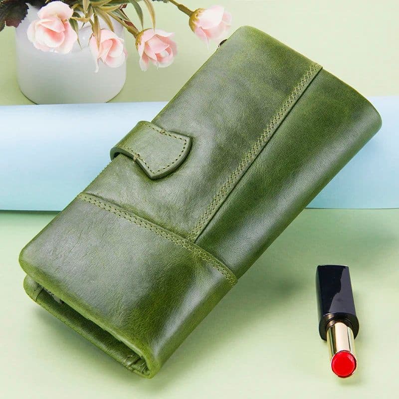 image-Contact's New Genuine Leather Wallet Fashion Coin Purse For Ladies Women Long Clutch Wallets With Cell Phone Bags Card Holder