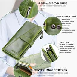 image-Contact's New Genuine Leather Wallet Fashion Coin Purse For Ladies Women Long Clutch Wallets With Cell Phone Bags Card Holder