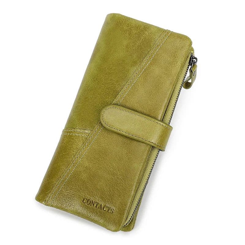 image-Contact's New Genuine Leather Wallet Fashion Coin Purse For Ladies Women Long Clutch Wallets With Cell Phone Bags Card Holder