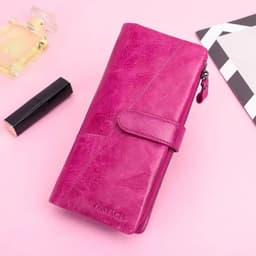 image-Contact's New Genuine Leather Wallet Fashion Coin Purse For Ladies Women Long Clutch Wallets With Cell Phone Bags Card Holder