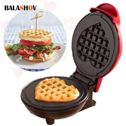 image-Electric Waffle Machine Portable Home Breakfast Machine Waffle Maker Breakfast Love Heart Shaped Waffle Maker Cooking Appliance