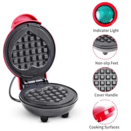 image-Electric Waffle Machine Portable Home Breakfast Machine Waffle Maker Breakfast Love Heart Shaped Waffle Maker Cooking Appliance