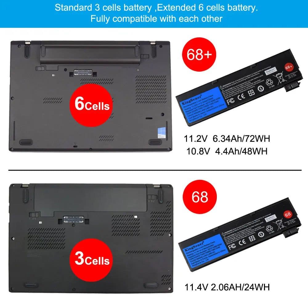 image-KingSener Laptop Battery for Lenovo Thinkpad X270 X260 X240 X240S X250 T450 T470P T440S K2450 W550S 45N1136 45N1738 68+