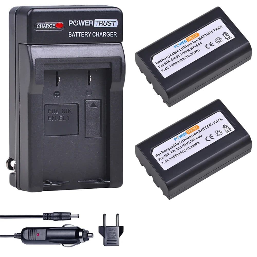 image-EN-EL1 ENEL1 EN EL1 Battery 1400mAh and Charger for Nikon CoolPix 4300 5400 8700 500 775 880 885 990 995 Bateria