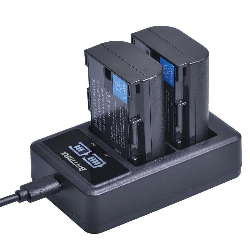 image-2650mAh LP E6 LPE6 LP-E6 E6N Battery + LED Dual Charger For Canon EOS 5DS R 5D Mark II 5D Mark III 6D 7D 70D 80D Camera