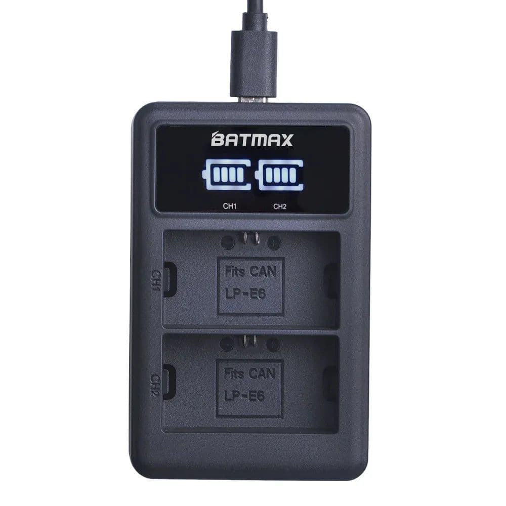 image-2650mAh LP E6 LPE6 LP-E6 E6N Battery + LED Dual Charger For Canon EOS 5DS R 5D Mark II 5D Mark III 6D 7D 70D 80D Camera
