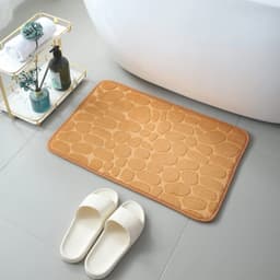 image-Cobblestone Embossed Absorbent Bath Mat Thicken Non-slip Mat Damp-proof Soft Foot Pad Shower Room Doormat Memory Foam Pad