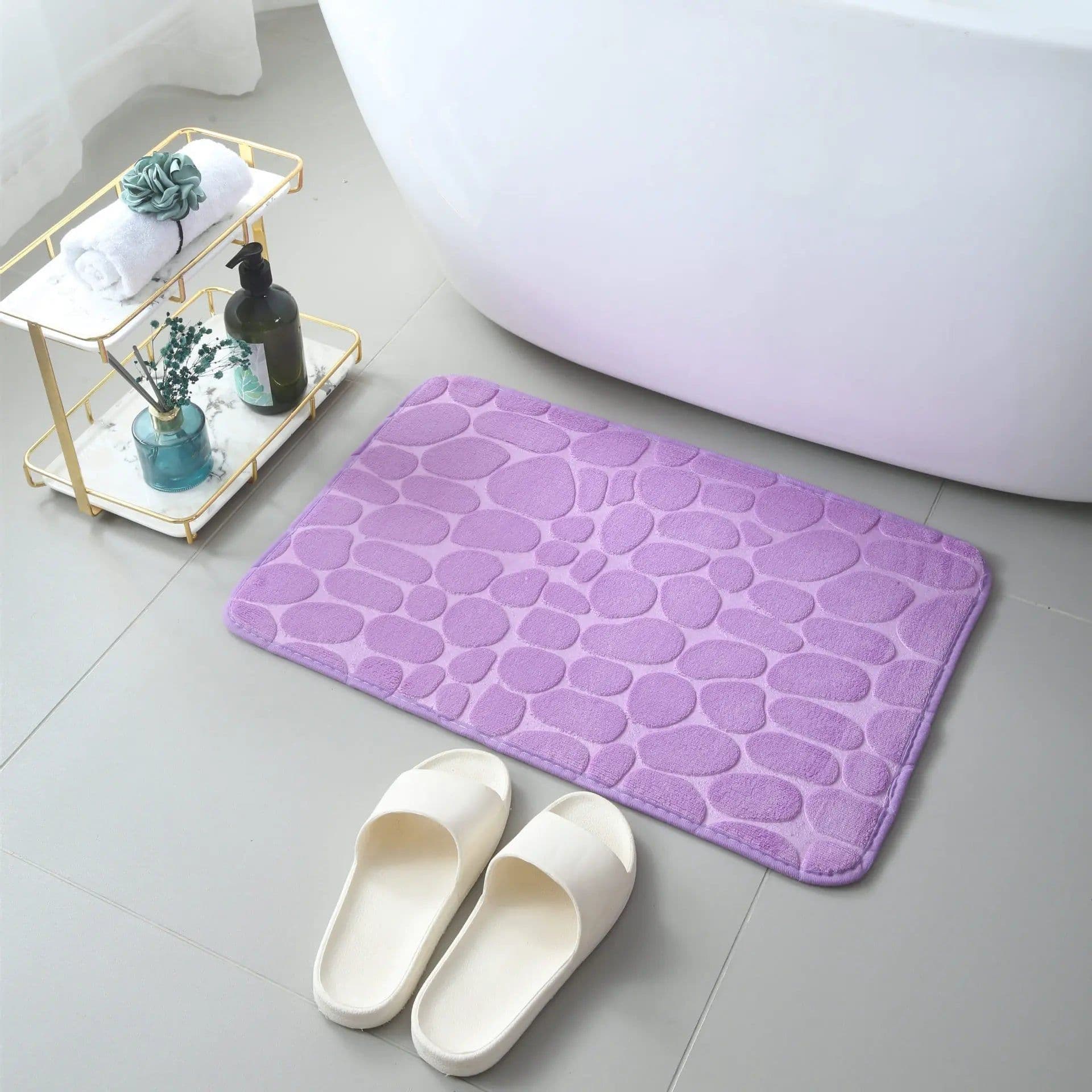 image-Cobblestone Embossed Absorbent Bath Mat Thicken Non-slip Mat Damp-proof Soft Foot Pad Shower Room Doormat Memory Foam Pad