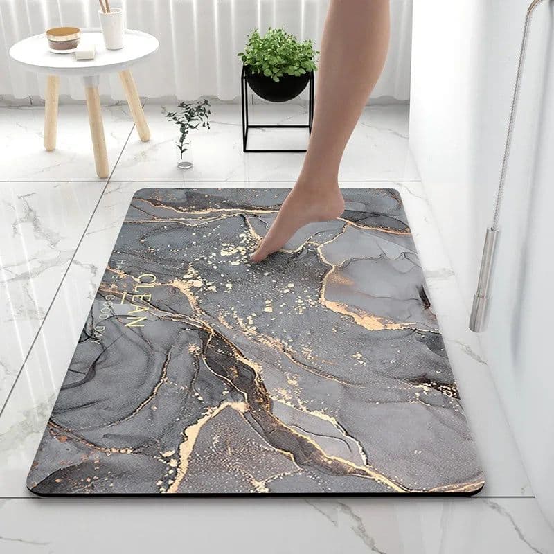 image-Bathroom Rugs Soft Diatomaceous Earth Floor Mat Super Absorbent Toilet Carpet Door Foot Mats Bath Non-slip Rubber Shower Rug Pad