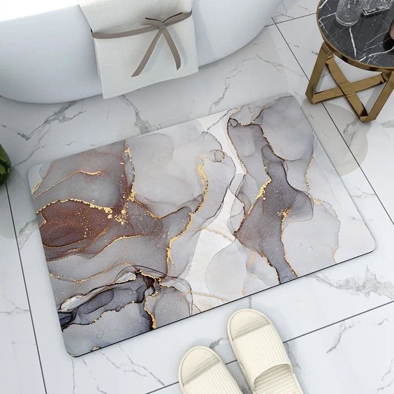 image-Bathroom Rugs Soft Diatomaceous Earth Floor Mat Super Absorbent Toilet Carpet Door Foot Mats Bath Non-slip Rubber Shower Rug Pad