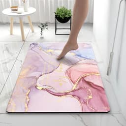 image-Bathroom Rugs Soft Diatomaceous Earth Floor Mat Super Absorbent Toilet Carpet Door Foot Mats Bath Non-slip Rubber Shower Rug Pad
