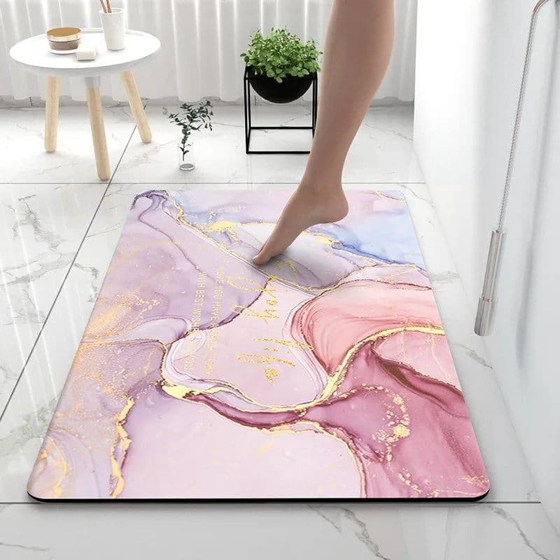 image-Bathroom Rugs Soft Diatomaceous Earth Floor Mat Super Absorbent Toilet Carpet Door Foot Mats Bath Non-slip Rubber Shower Rug Pad