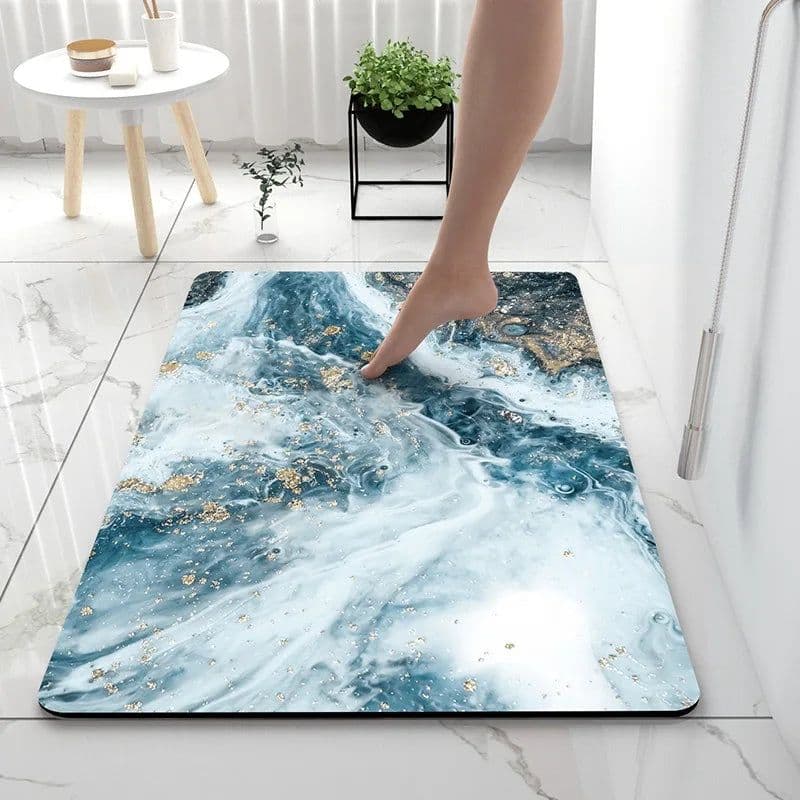 image-Bathroom Rugs Soft Diatomaceous Earth Floor Mat Super Absorbent Toilet Carpet Door Foot Mats Bath Non-slip Rubber Shower Rug Pad