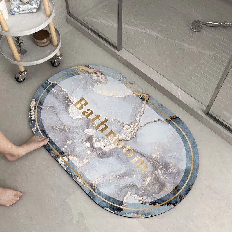 image-Bathroom Rugs Soft Diatomaceous Earth Floor Mat Super Absorbent Toilet Carpet Door Foot Mats Bath Non-slip Rubber Shower Rug Pad