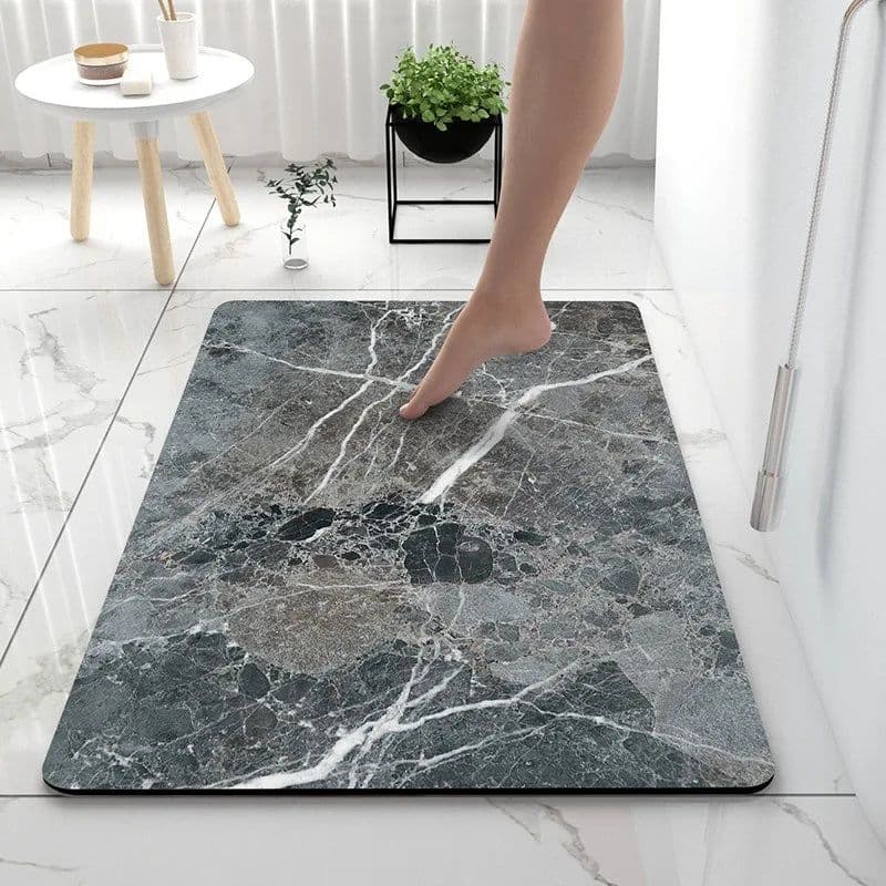 image-Bathroom Rugs Soft Diatomaceous Earth Floor Mat Super Absorbent Toilet Carpet Door Foot Mats Bath Non-slip Rubber Shower Rug Pad