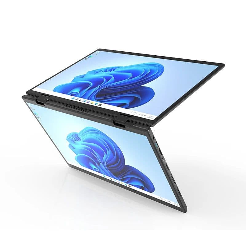 image-2024 New Dual Display Business Laptop Dual 14 inch Touch 2in1 Intel N95 12th DDR4 16GB 32GB Double Full Touch Screen Laptop