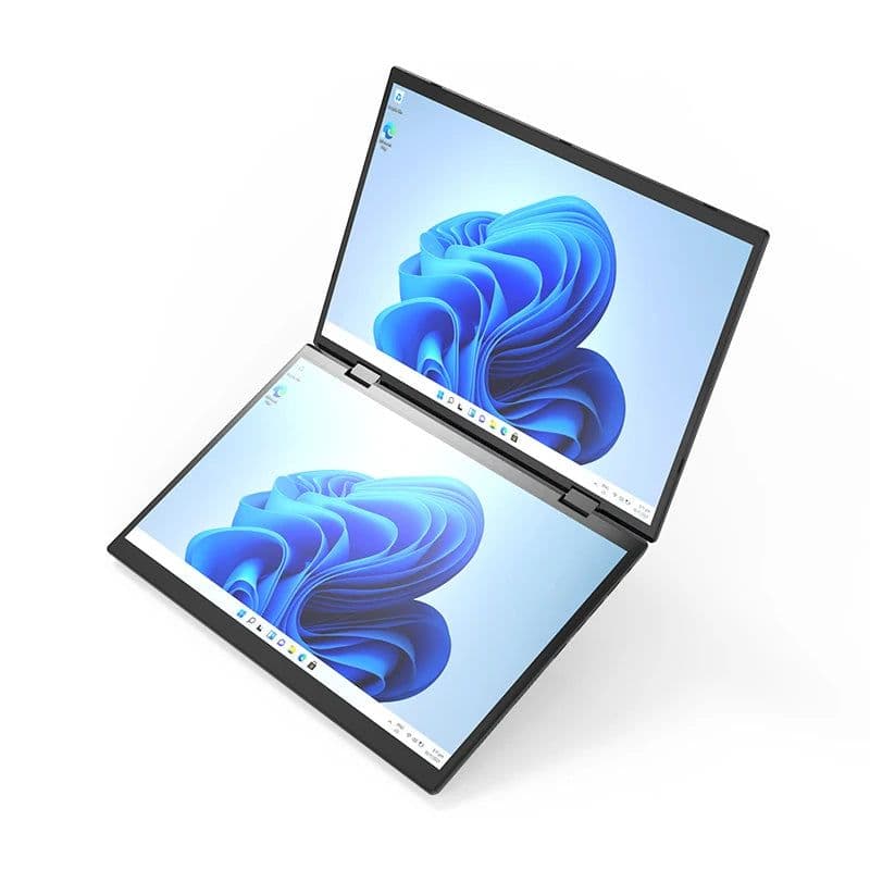 image-2024 New Dual Display Business Laptop Dual 14 inch Touch 2in1 Intel N95 12th DDR4 16GB 32GB Double Full Touch Screen Laptop