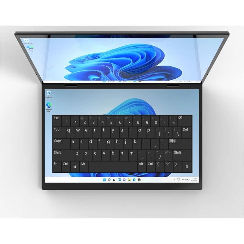 image-2024 New Dual Display Business Laptop Dual 14 inch Touch 2in1 Intel N95 12th DDR4 16GB 32GB Double Full Touch Screen Laptop