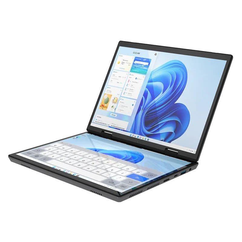image-2024 New Dual Display Business Laptop Dual 14 inch Touch 2in1 Intel N95 12th DDR4 16GB 32GB Double Full Touch Screen Laptop