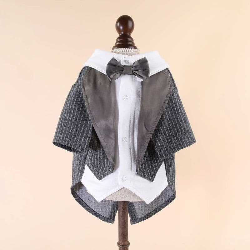 image-Gentleman Dog Clothes Wedding Suit Formal Shirt For Small Dogs Bowtie Tuxedo Pet Outfit Halloween Christmas Costume For Cats