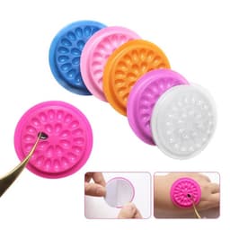 image-HOT 100pcs Colorful Disposable Plastic Flower Eyelash Holder Sticker Glue Adhesive Pallet For Eyelash Extension Makeup Tools