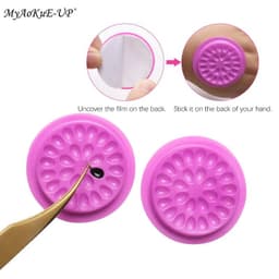 image-HOT 100pcs Colorful Disposable Plastic Flower Eyelash Holder Sticker Glue Adhesive Pallet For Eyelash Extension Makeup Tools