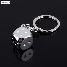 image-New Dice Key Chain Metal Personality Dice Poker Soccer Guitar Model Alloy Keychain Gift Car Key Ring 17045