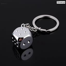 image-New Dice Key Chain Metal Personality Dice Poker Soccer Guitar Model Alloy Keychain Gift Car Key Ring 17045