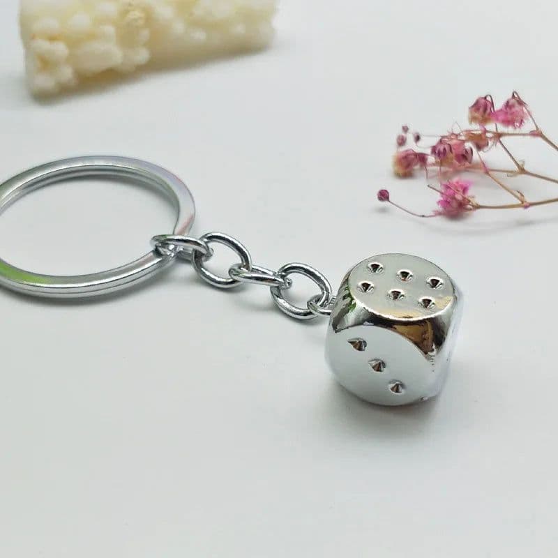 image-New Dice Key Chain Metal Personality Dice Poker Soccer Guitar Model Alloy Keychain Gift Car Key Ring 17045